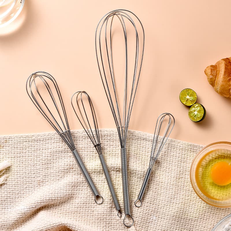 430 Stainless Steel Mini Spring Handle Manual Whisk, Small Egg Mixer, Cream Whipper