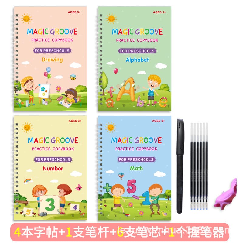 Custom Cross-Border Handwriting Practice Copybook for Kids Pen Control Training Elementary Students Hard Pen Numerals Tracing English Version Grooved Handwriting Practice Copybook