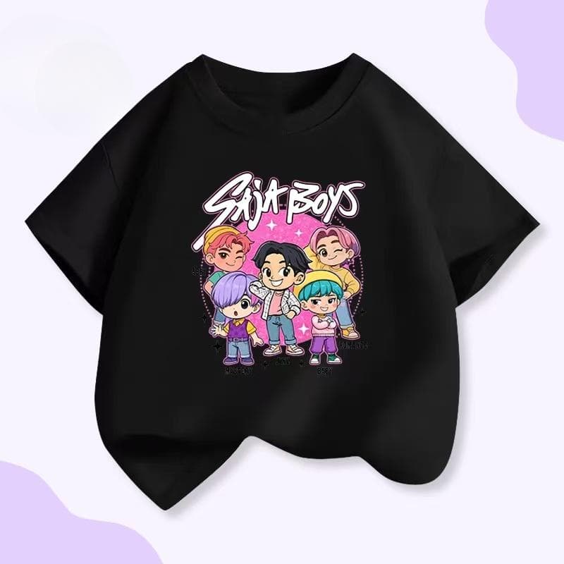 KPOP witch hunter group Hunters cartoon print parent-child clothing Rumi Mila Zoe children's clothing short-sleeved T-shirt children