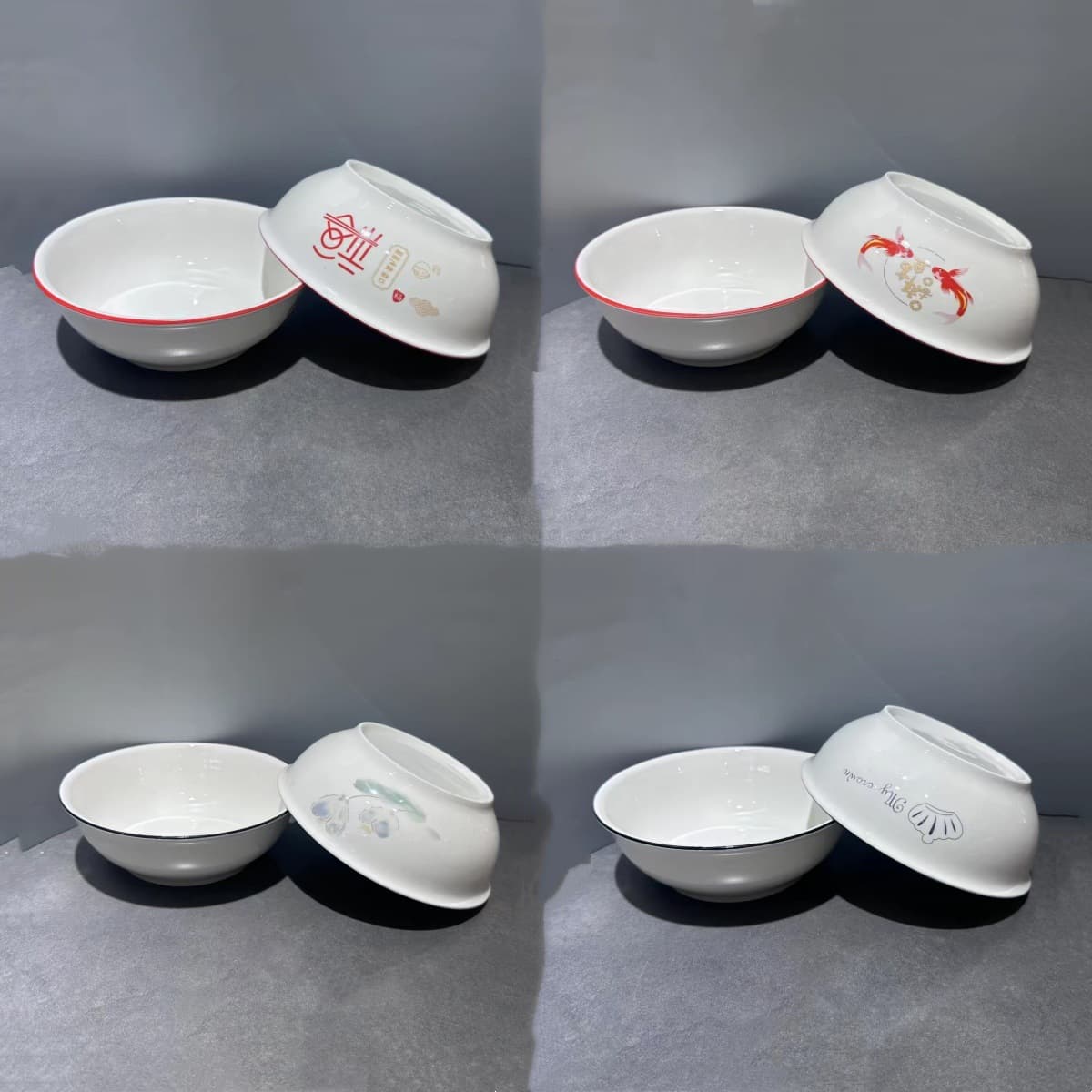 7-inch antique-style ceramic bowl with baked decoration, suitable for home use, including eating, soup, and noodle bowls. Wholesale.