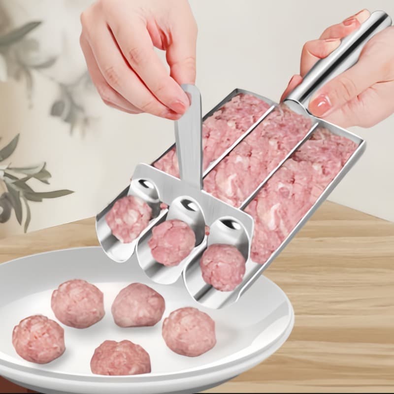 304 Stainless Steel Meatball Maker, Fish Ball and Shrimp Paste Mold, Hot Pot Ball Scoop, Meat Filling Processing Tool