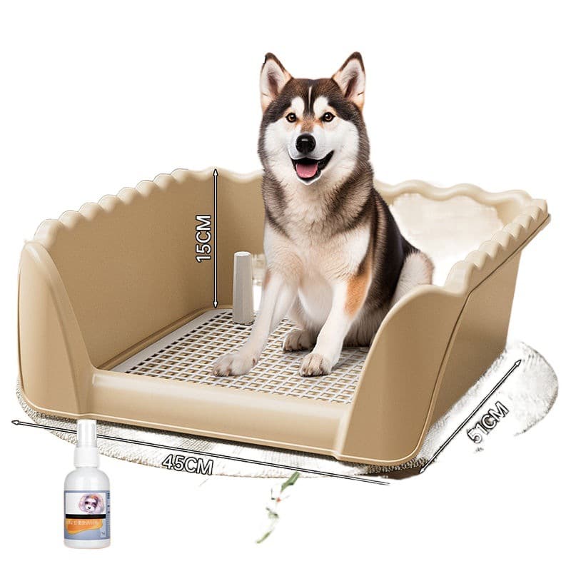 Dog Toilet Pad Tray with Fence for Medium Large Dogs, Anti-Splash Grid for Toilet Training