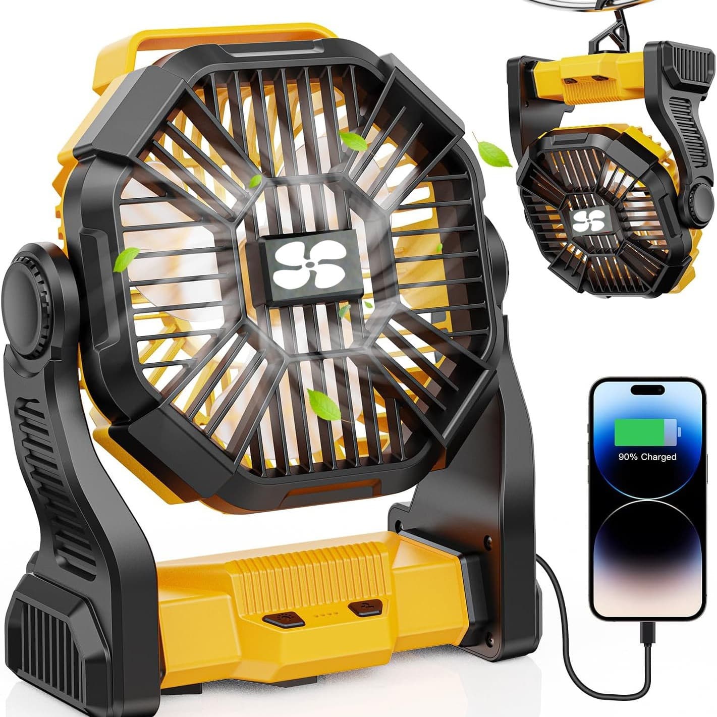 Portable outdoor camping light fan, air cooler, emergency power bank, USB charging, ultra-quiet, high airflow