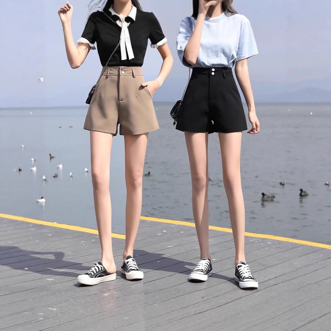Women's Wide-Leg Shorts, Spring/Summer High-Waisted Loose Straight-Leg Suit Pants, Versatile Slimming Straight-Leg A-Line Casual Pants for Outerwear