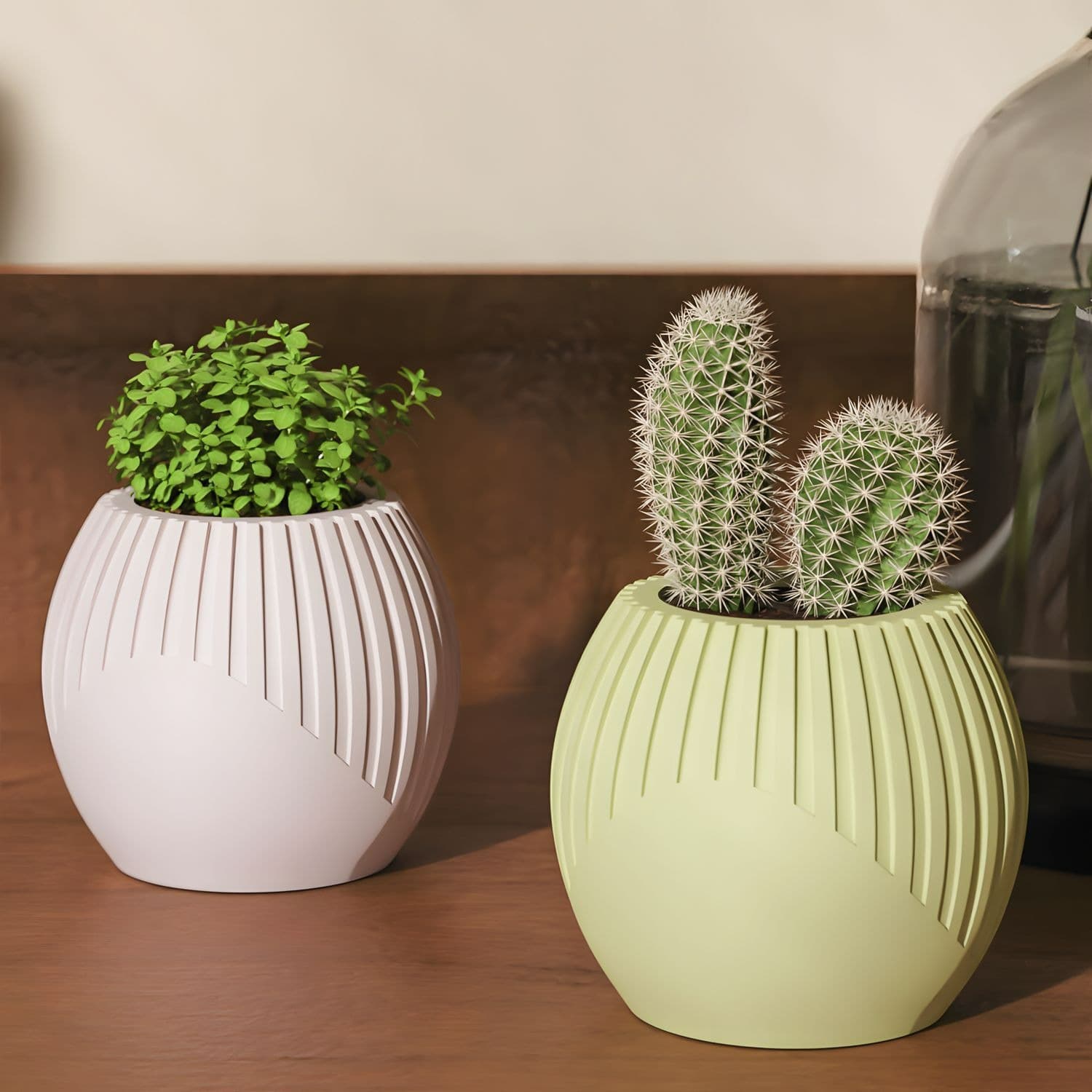 Deyi Life DIY Resin Mold Vertical Stripe Round Ball Aromatherapy Candle Cup Gypsum Succulent Vase Silicone Mold
