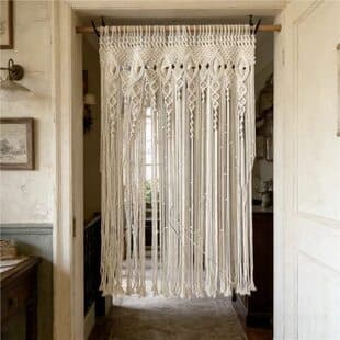 Door Curtain Tapestry Pure Handwoven Cotton Thread Curtain Ethnic Tassel Rustic European No-drill Wholesale Handwoven Door Curtain