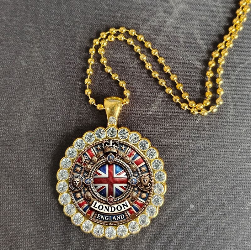 British Style UK Flag Round Keychain Necklace Multiple Sizes Available Overseas City Souvenir Bag Charm