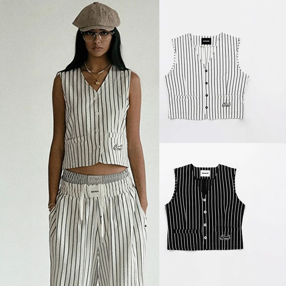 Korean Badblood BCAC Series American-style Stripe Vest Women Casual Sports Vest Crop Top