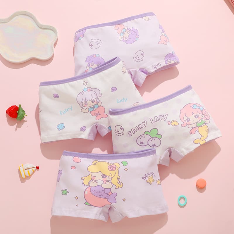 Girls Cotton Boxer Briefs, Breathable Toddler and Student Underwear, Baby Shorts