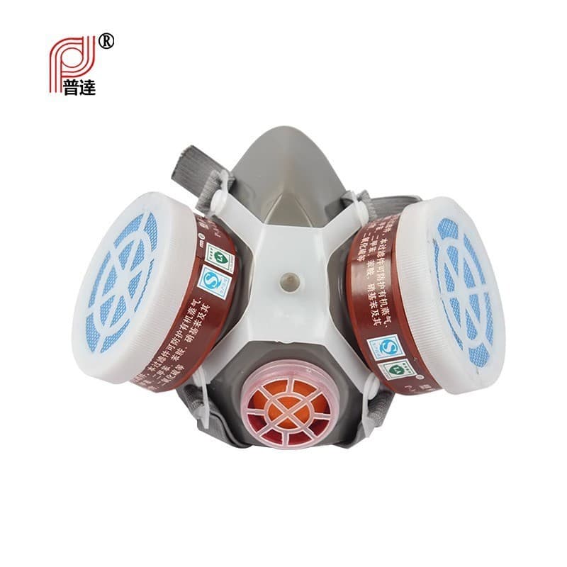 Puda FD-402 Dual-Canister Gas Mask, No. 3, Protects against Organic Vapors (Acetone, Benzene), Industrial Dust and Gas - Half-Mask