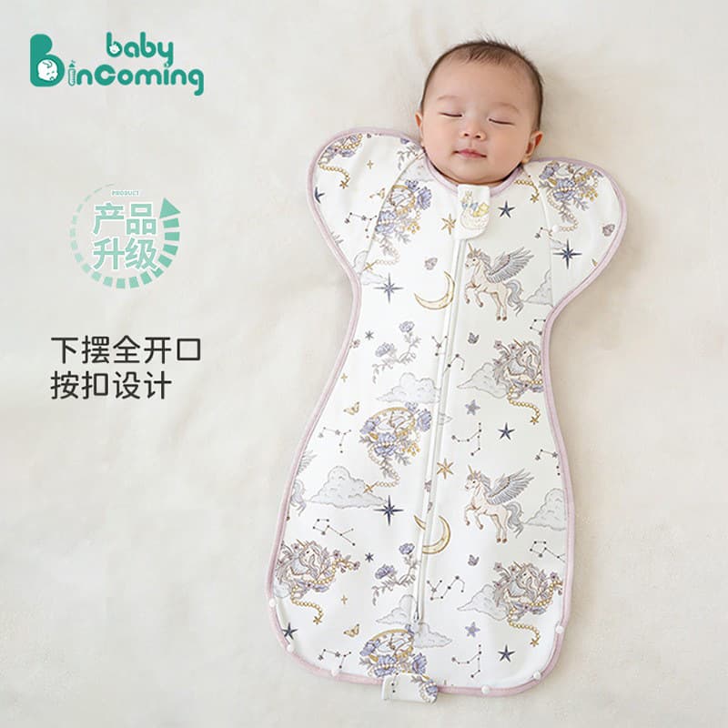 Baby Sleeping Bag Wrap Scarf Outgoing Kick Proof Cotton Fabric Infant Swaddle Blanket Comforter Lightweight Cartoon Style