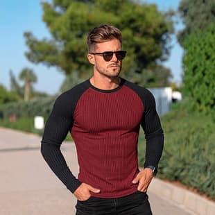 Slim Fit Round Neck Long Sleeve T-Shirt for Men with Arm Zipper, European and American Style Casual Base Layer T-Shirt