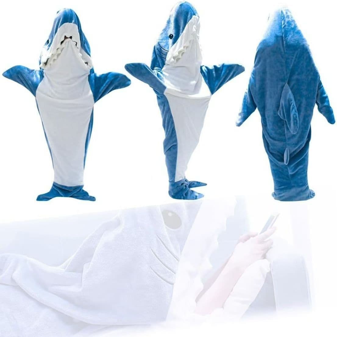 Cartoon Shark Sleep Bag Animal Onesie Pajamas Flannel Home Clothes Shark Autumn Winter Sleep Bag Soft Comfortable Kids Adults