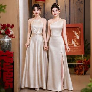 Champagne Satin Bridesmaid Dress Slimming Sister Dress 2026 New Gown Women Premium Stunning Wearable Daily