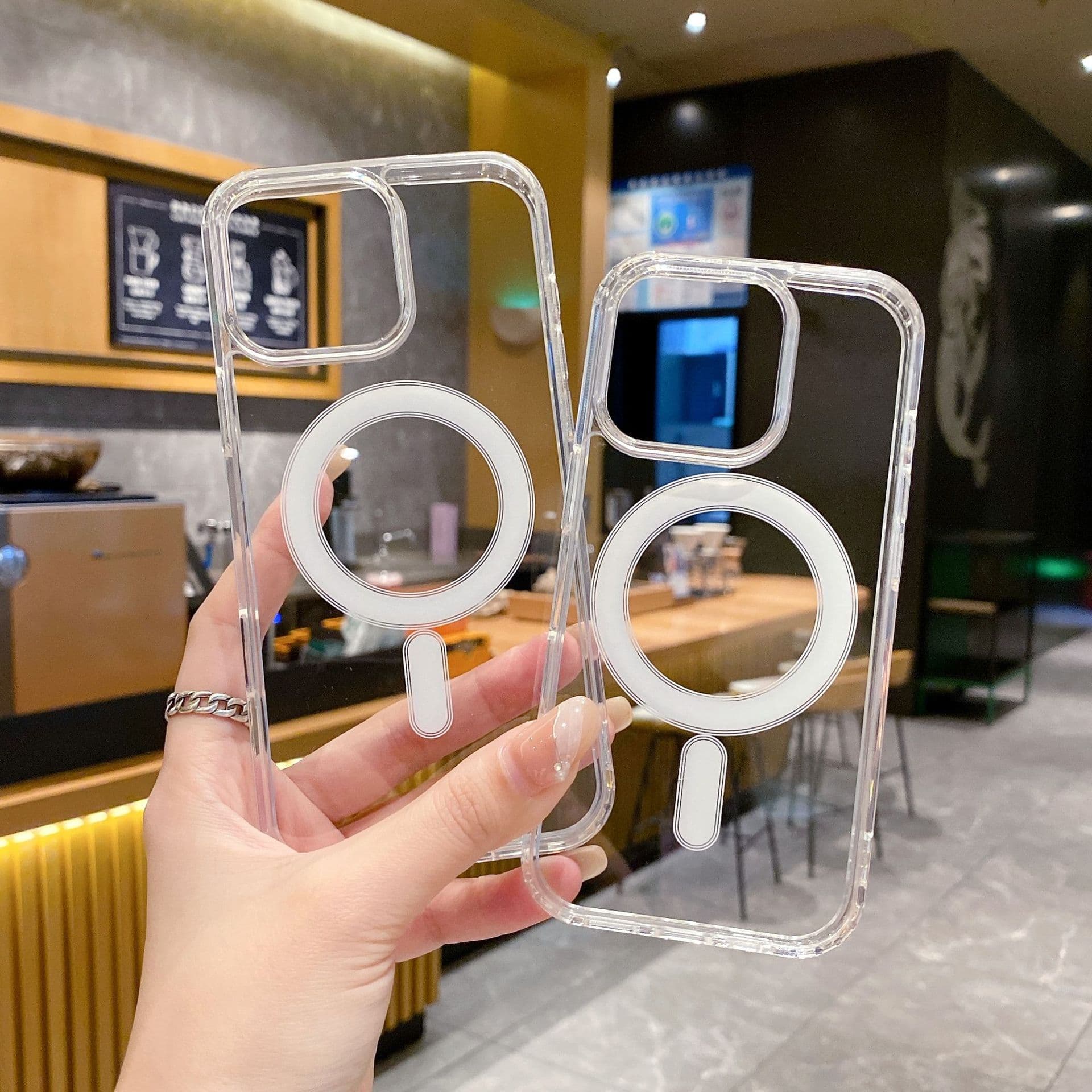 Compatible with iPhone 7 to 18 Pro Max Series, Simple Transparent Magsafe Strong Magnetic Phone Case with Air Cushion Anti-Fall Non-Yellowing