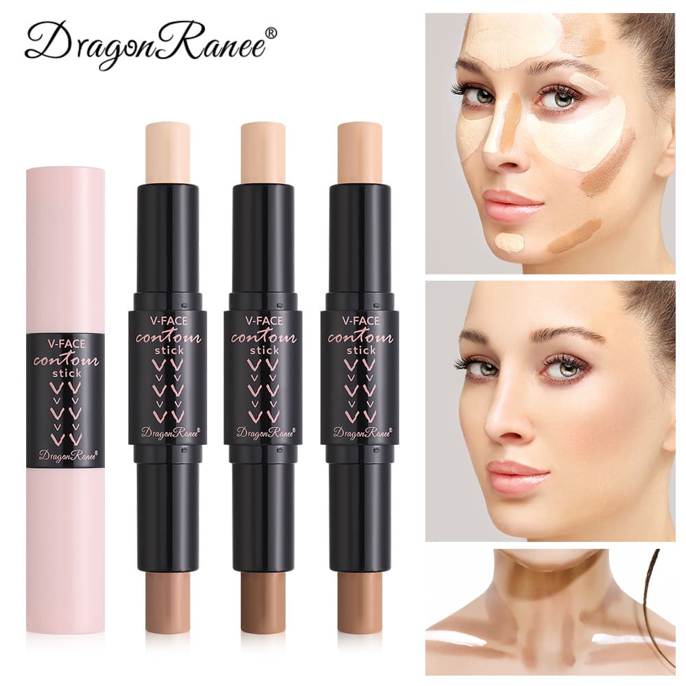 Double-Ended Matte Contour Stick for Highlighting and Shading, Nose Shadow, Side Contour, Brightening, Concealing, and Makeup Correction