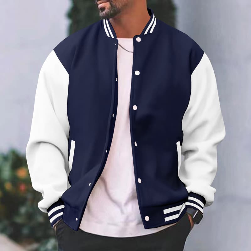 Cross-border baseball uniform men's flight jacket spring and autumn fleece classic loose casual flat machine stand collar button baseball uniform