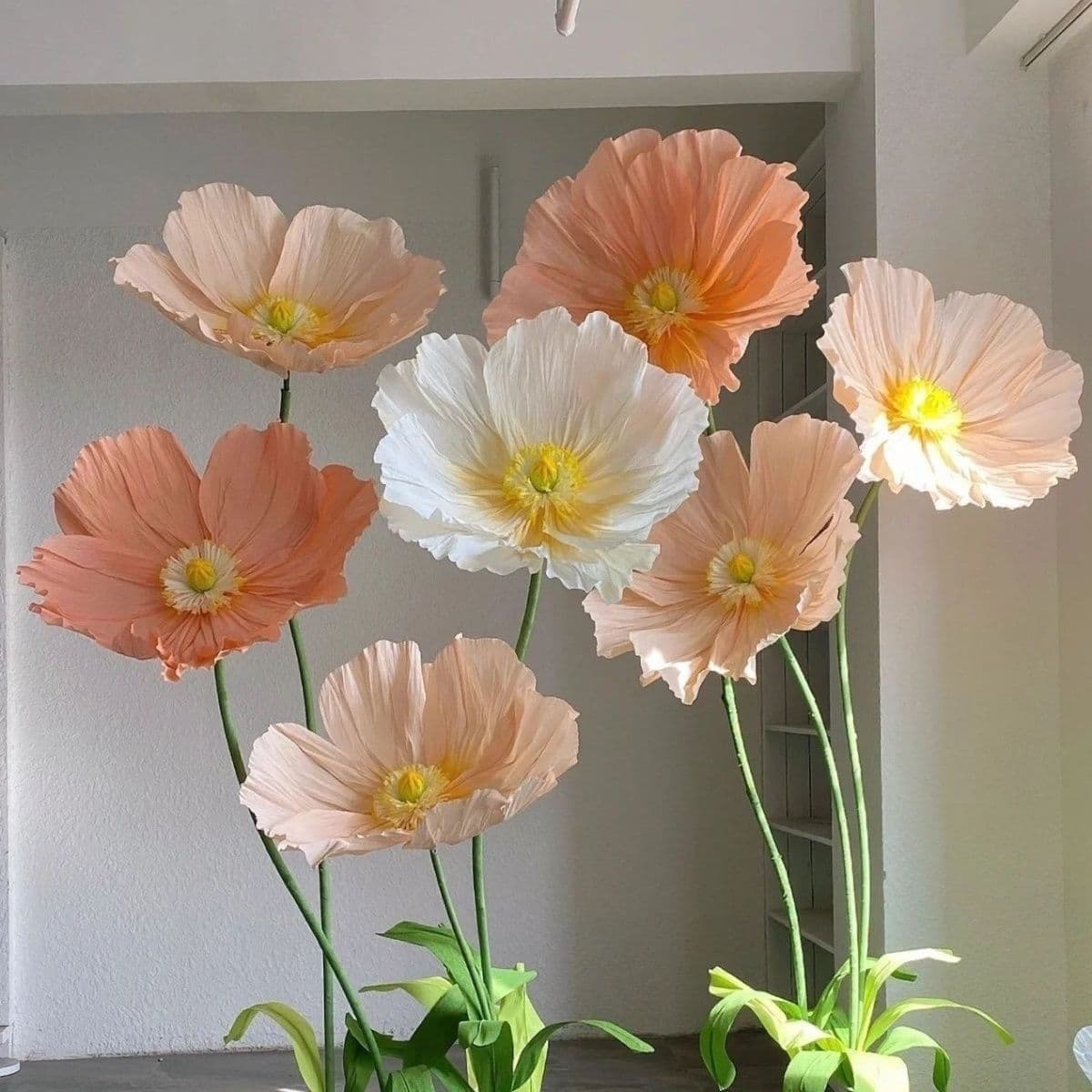 Outdoor Wedding Paper Flowers, Fake Flowers, Handmade Floor-Standing Giant Poppy Arrangements, Wedding Artificial Flowers, Floral Art Paper Flowers