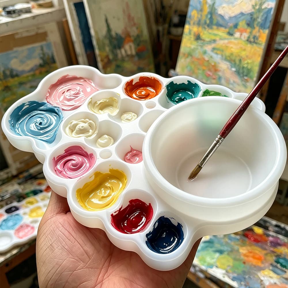 New Silicone Art Palette Watercolor Mixing Tray Gouache Painting Palette Cloud Shape Design for Kids