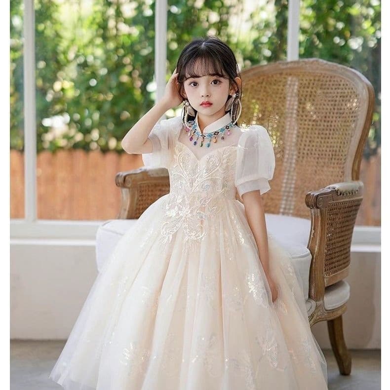 Girls Princess Birthday Dress New Flower Girl Host Piano Performance Costume Summer (Random Delivery)