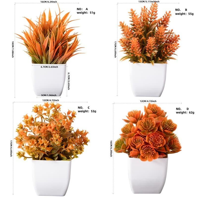 Artificial Autumn-Themed Creative Mini Potted Plant Simulation Flower Home Indoor Living Room Desktop Decoration Ornament European Style