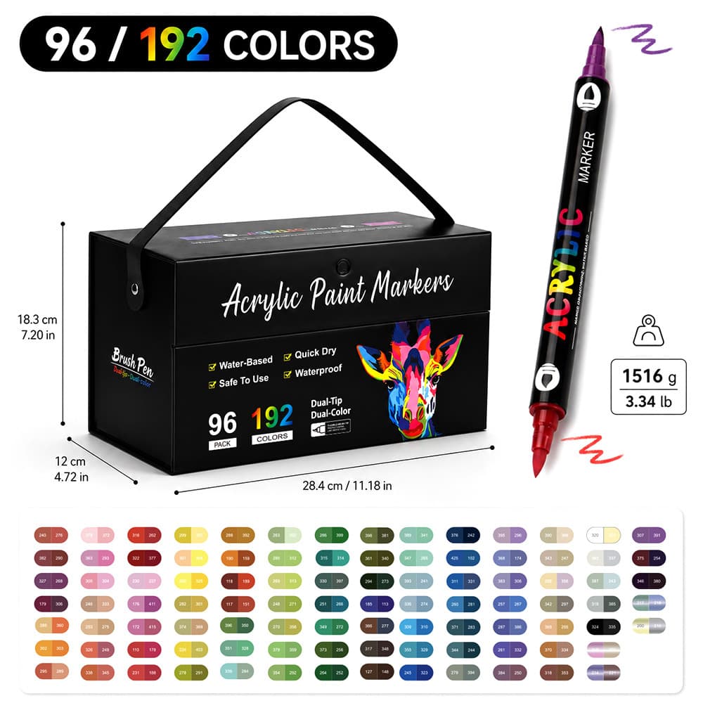 Cross-border Amazon Dual-Tip Dual-Color Acrylic Marker Pen Kids Doodle Drawing Stationery Set 240 Colors Markers