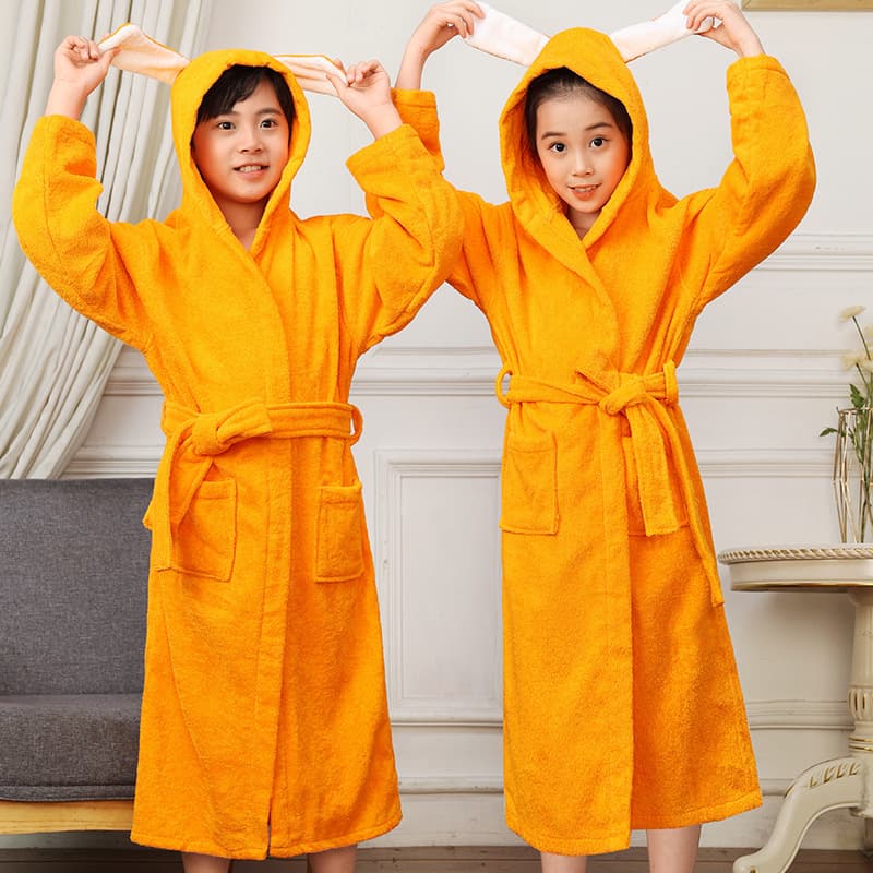 Children's Thick Long Bathrobe for Boys and Girls, Hotel Absorbent Bathrobe with Hood, Cartoon Nightgown, Amazon Generation Hair