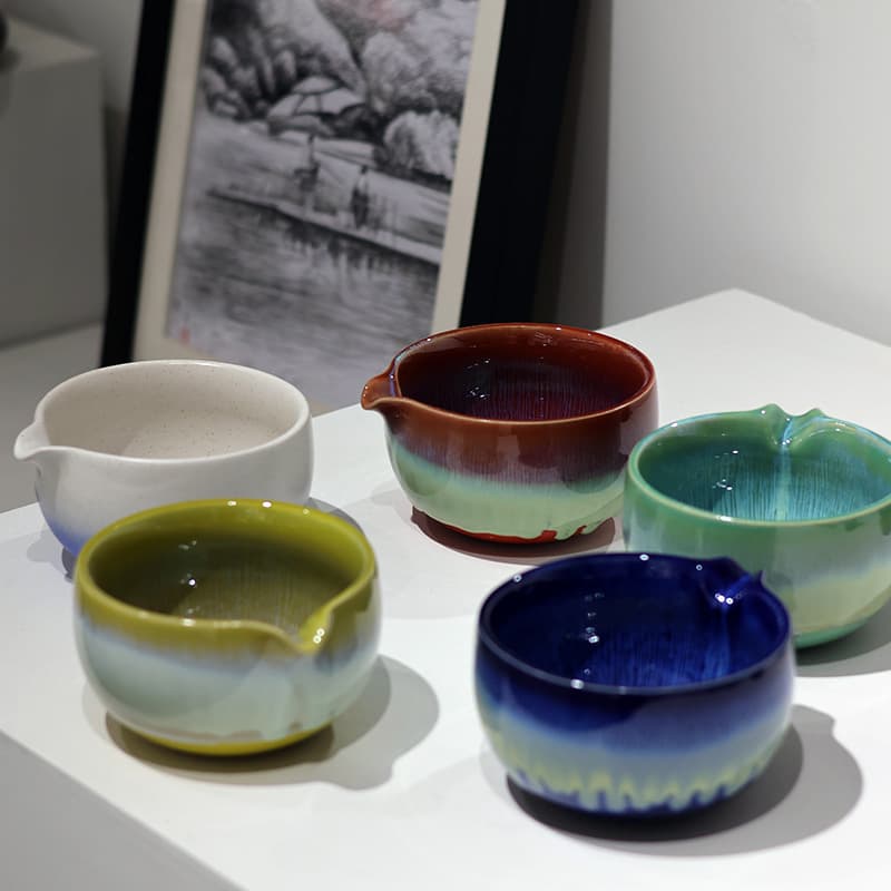 Japanese Matcha Wide Bowl with Tea Whisk - Kiln-Glazed Ceramic Tea Bowl for Japanese/Korean Style