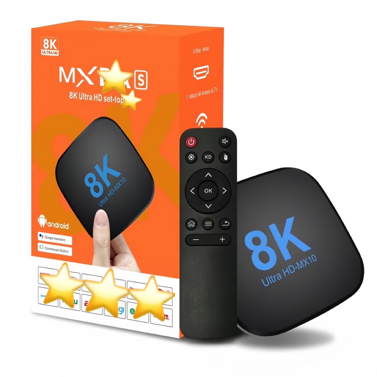 New cross-border MX10-8K set-top box, export set-top box with Android 13.0 and ATV voice remote control.