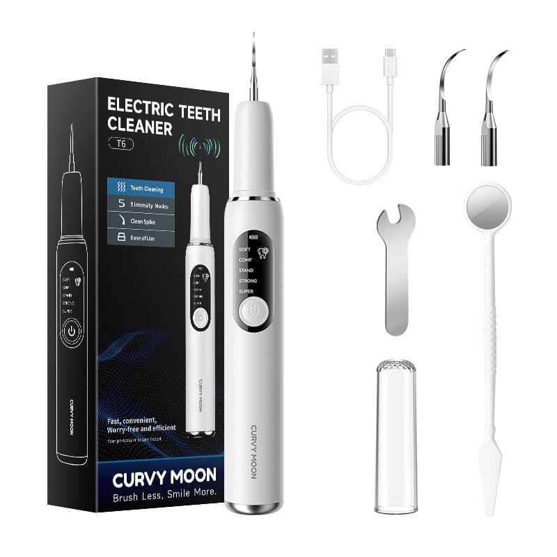 Moon Curve Sonic Dental Scaler Ultrasonic Teeth Cleaner Removes Tartar Stains Whitening