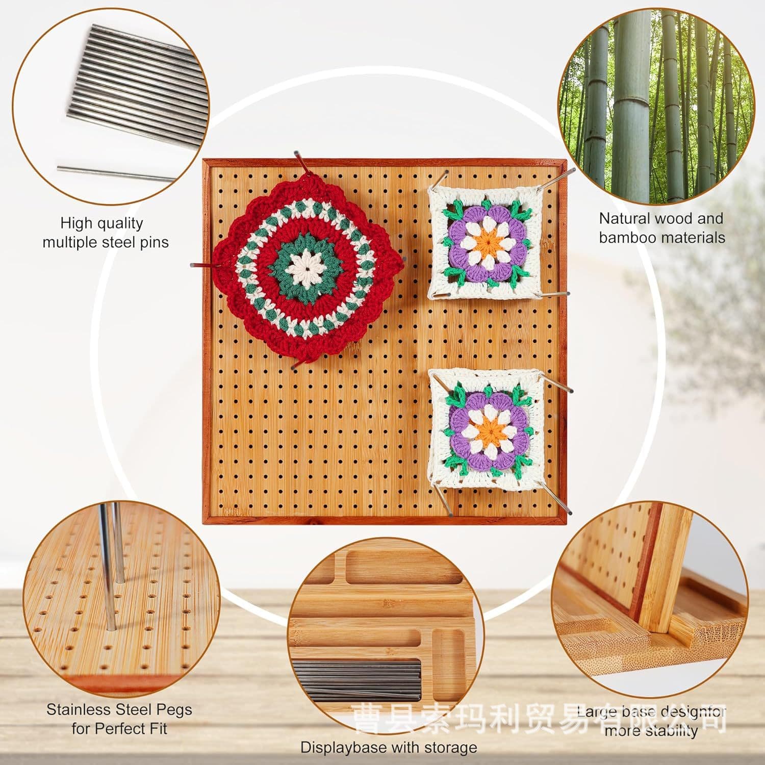 Cross-Border Handmade Knitting Pegboard for Granny Crochet, Yarn Weaving, Embroidery, and Crochet; Square Vertical Shaping Board