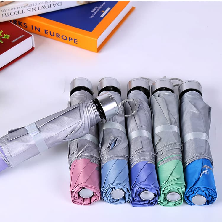 Manufacturer Wholesale Creative Three-Fold Inverted Shaft Silver Coated Umbrella All-Weather Gift Umbrella Advertising Umbrella with Logo Option