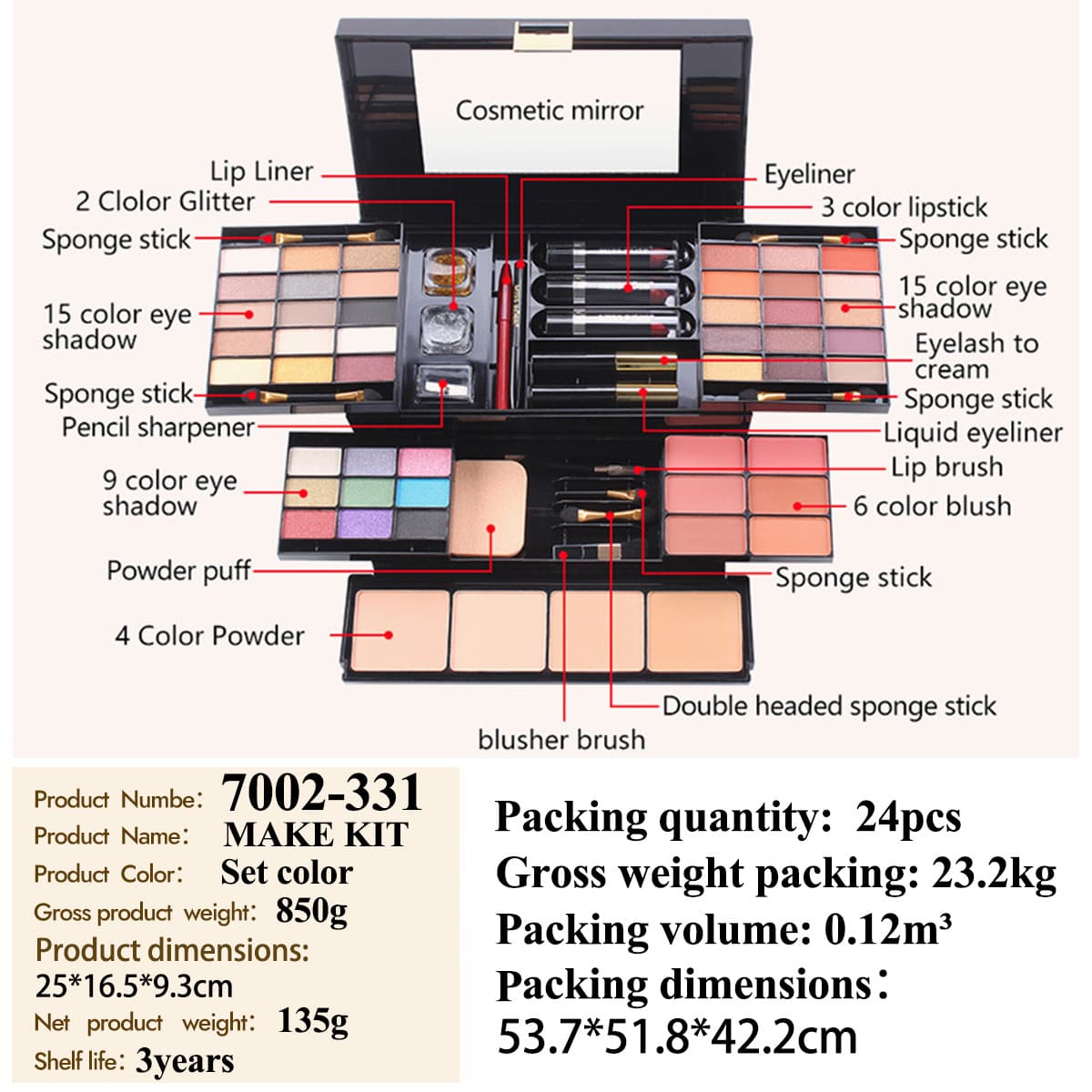 MISSROSE Cross-Border Makeup Palette Kit Eyeshadow Lip Gloss Set Lipstick Blush Highlighter Powder