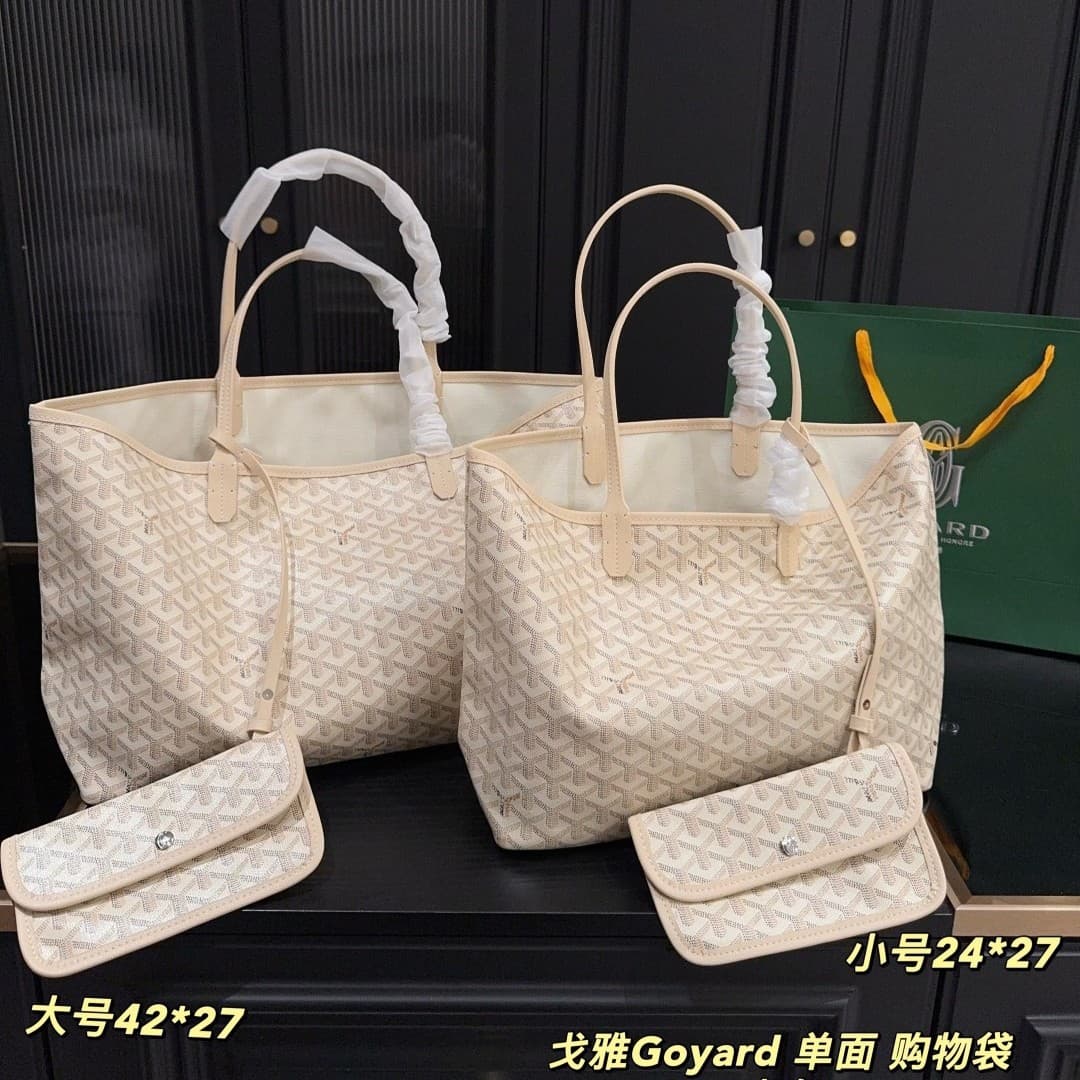 Double-Sided Genuine Leather Yoke Bag Commuter Dog Tooth Goyardtote Sub-Mother Bag Urban Minimalist Style Heart Shape Soft Bag