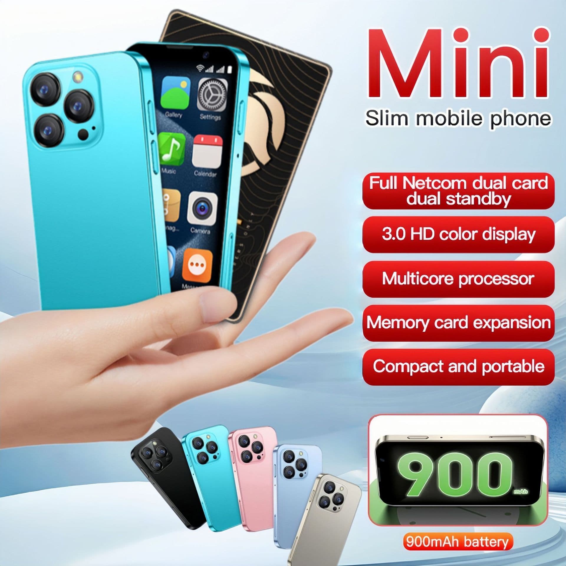 Cross-border Hot Selling Android 9 Smart Mini Phone XS18PRO Quad-Core 3G Network 2G+16G WiFi 3.0 Screen