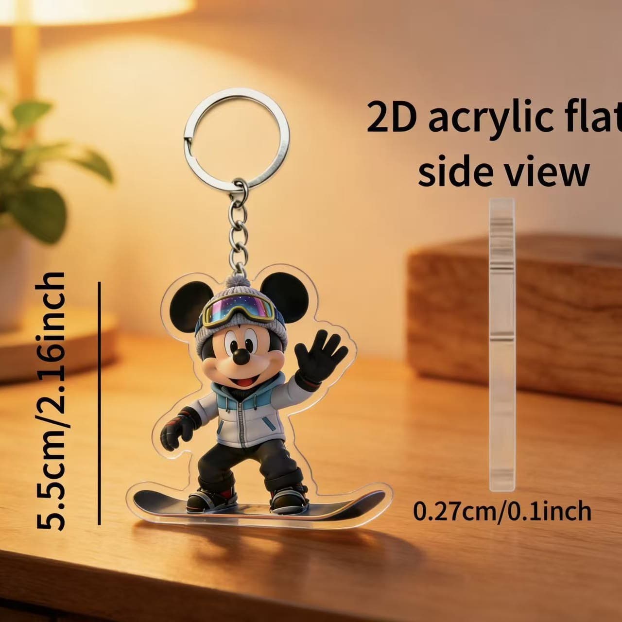 Cute Mickey and Minnie couple keychain pendant cartoon acrylic Mickey Mouse costume pendant small accessories