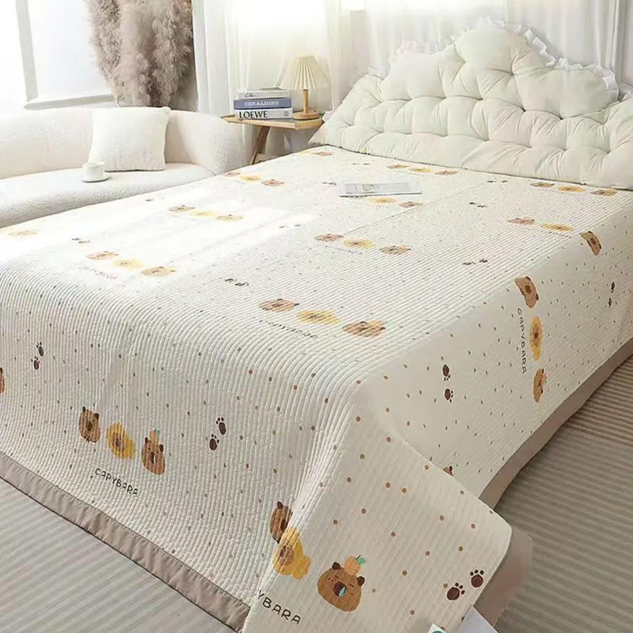 Large Size Mother and Baby Washed Cotton Bed Cover Three-Piece Set, Princess Style Tatami Thickened Bed Sheet Bed Cover, Four Seasons