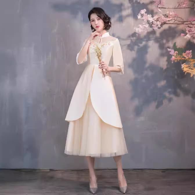 Wedding Toast Dress Bride Return Visit 2024 New Style Bridesmaid Dress Evening Gown Women Party Mini Dress Short Style