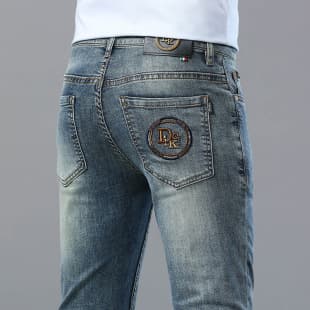 Hong Kong High-End European Trendy Brand Jeans for Men, Slim Fit Stretch New Straight Leg Pants, Casual Versatile Men's Style