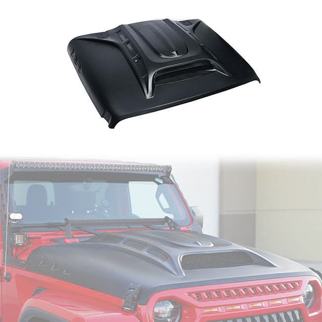 Cross-Border Engine Hood Suitable for 18-24 Jeep Wrangler, Metal Engine Hood JL Modification
