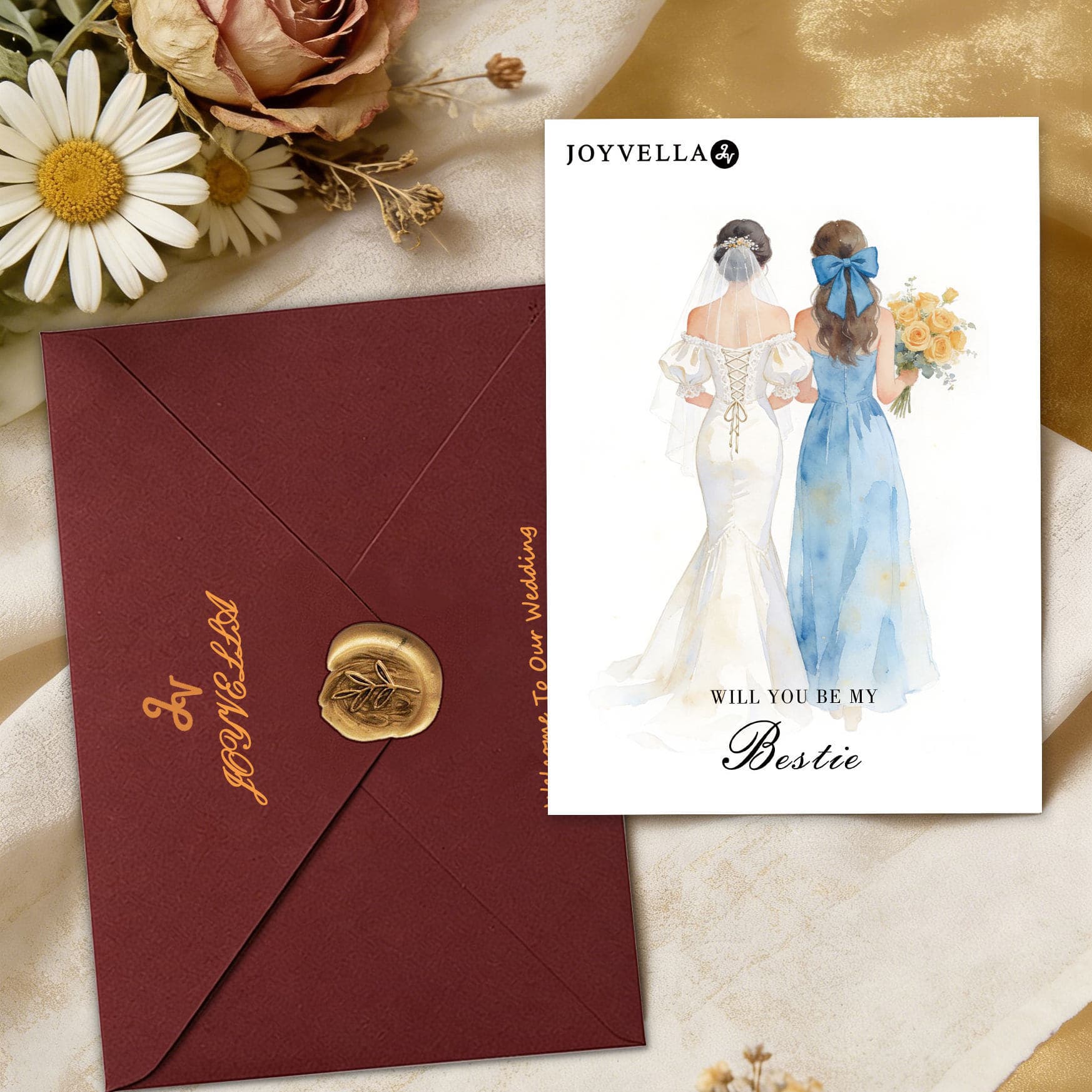 Bridesmaid invitation card, wedding thank you card, hand-painted souvenir invitation, invitation envelope, greeting card, wedding supplies wholesale