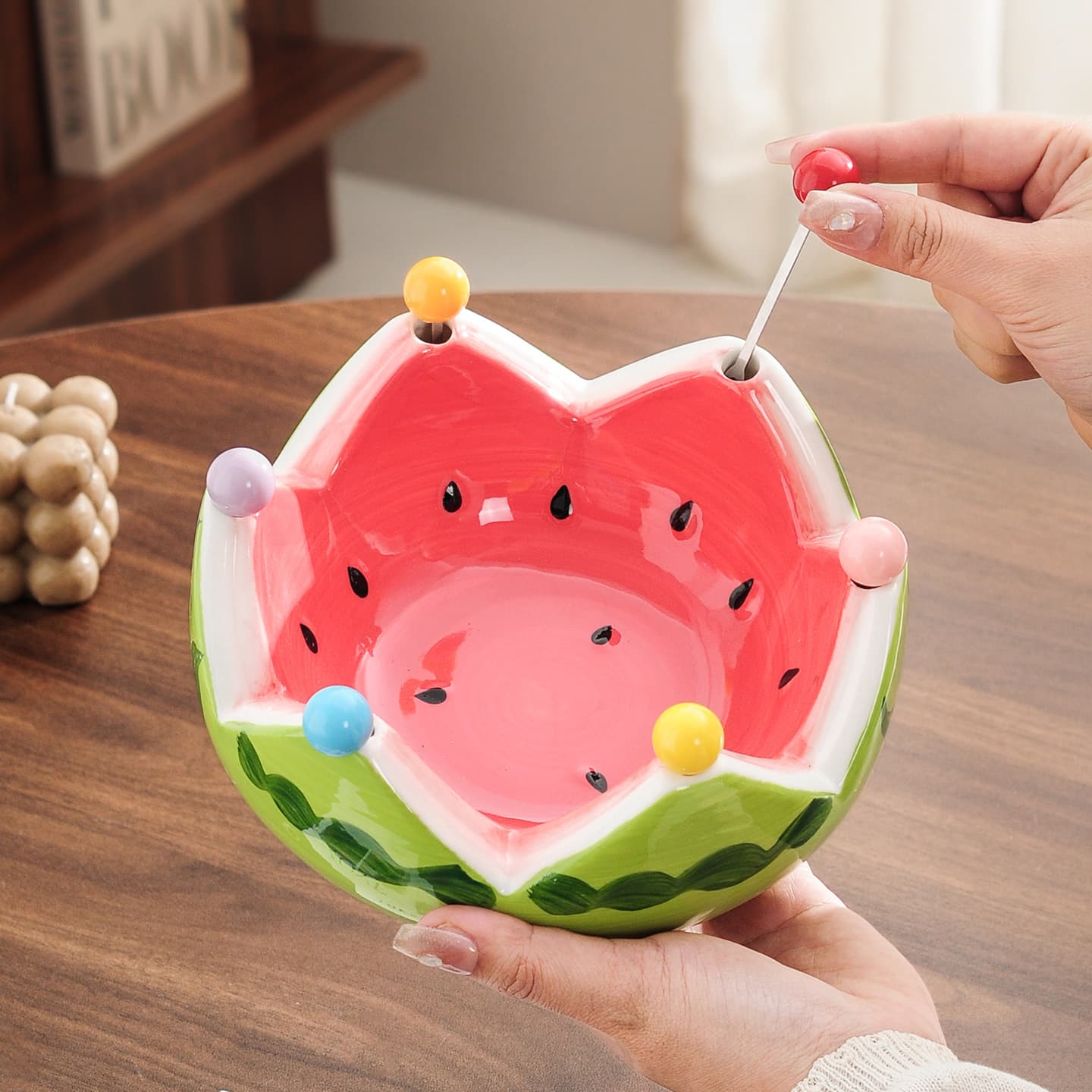High-Quality Watermelon Fruit Fork Set, Household Stainless Steel Dessert Forks, Cute Storage Jar, Child-Safe Fruit Picks