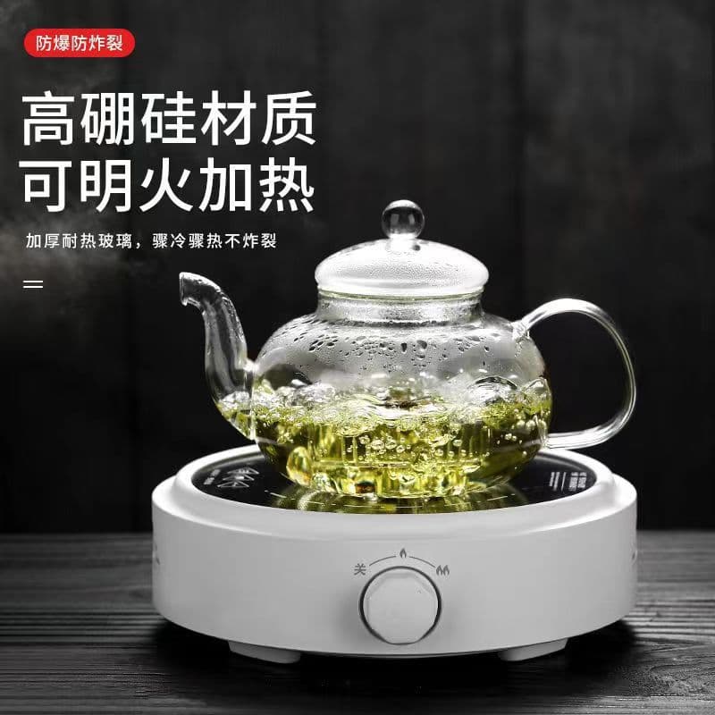 Stove-top Tea Kettle with Filter, Thickened Glass Teapot with Tea-Water Separation, Flower Tea Pot, Tea Set, Modern Minimalist