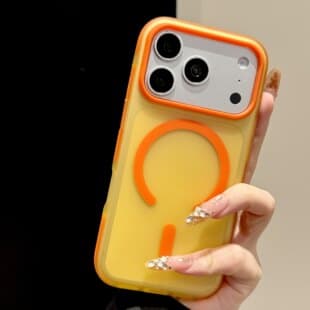 iPhone 17 PROMAX Skin-feel Frosted Contrast Color Magnetic Phone Case Apple 16 Full Coverage Anti-collision Bumper Protective Case 15