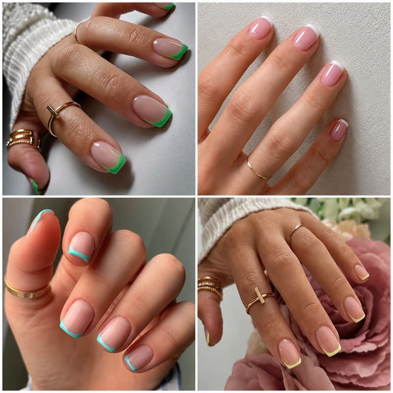 Minimalist French Ins Style Press-On Nails Collection 120 Pieces Short Square Nude Pink Color Edge Finished Nail Tips Wholesale