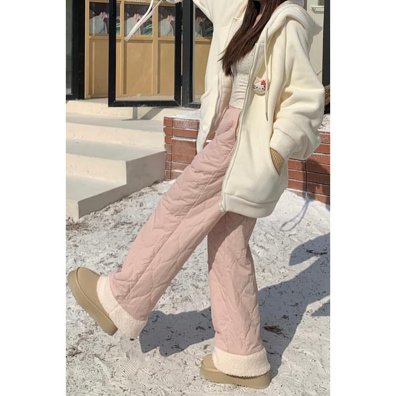 Gourd Pattern Fleece-Lined Padded Pants Unisex Winter Casual Pants Fleece-Lined Waterproof Pants Ski Pants Windproof Pants for Women