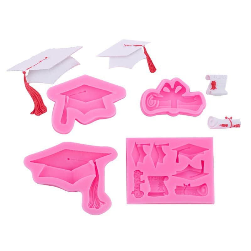 Graduation Season Doctor's Hat Graduation Certificate Fondant Mold Cake Chocolate Fudge Grass Handmade Soap Aromatherapy Plaster Mold
