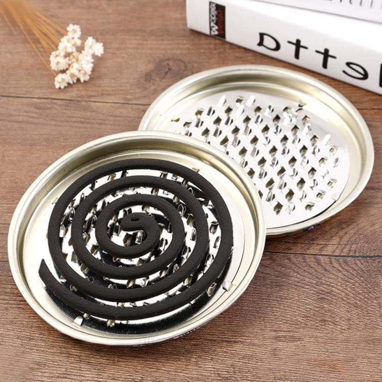 Portable serrated mosquito coil holder with lid and ash-catching tray