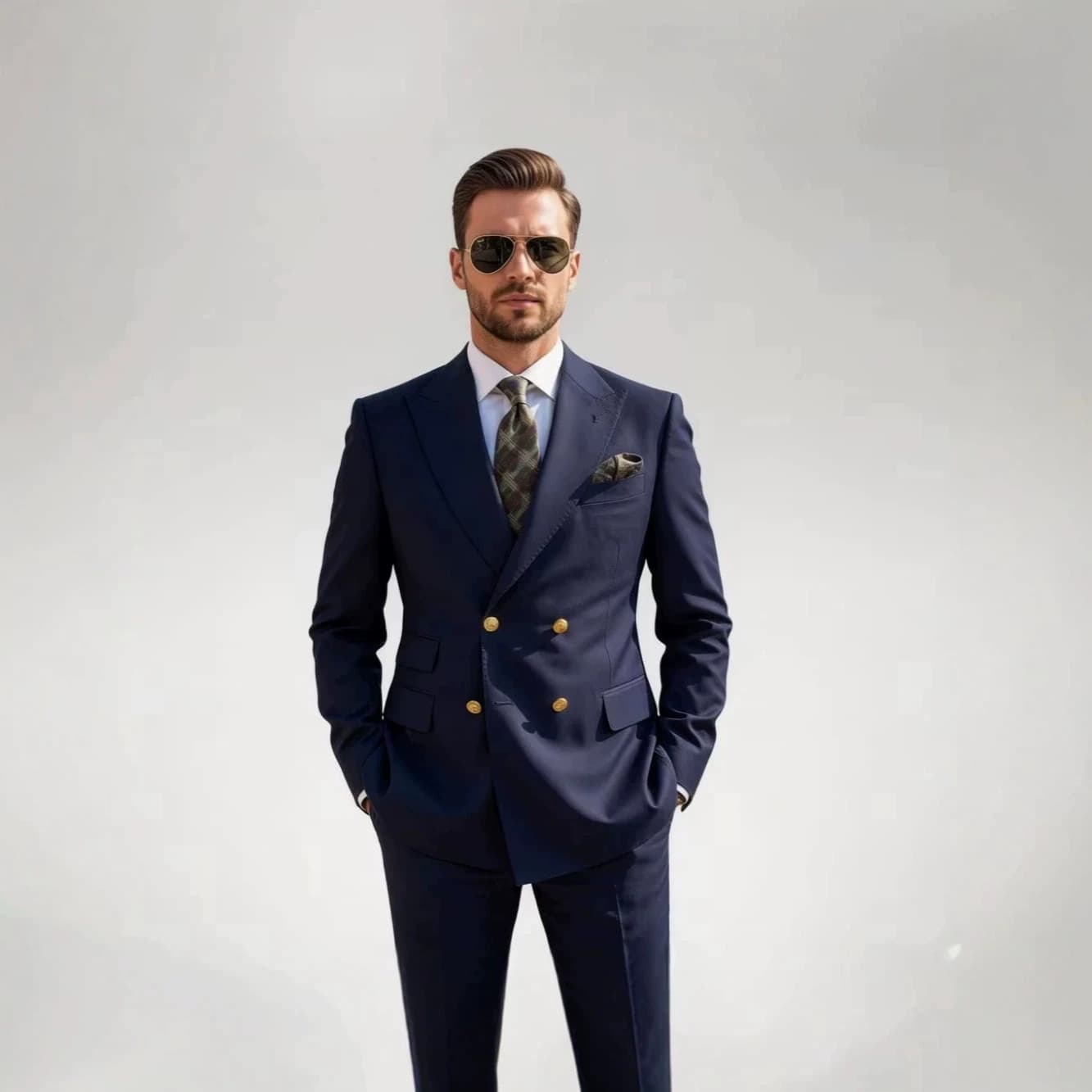 Double breasted suit suit men's formal British fashion wedding groomsmen suit business casual suit men's clothing