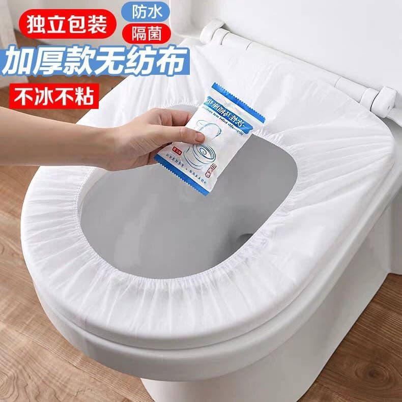 Disposable toilet seat covers for travel and home use, universal fit, waterproof and disinfecting wet wipes, portable for pregnancy and postpartum.